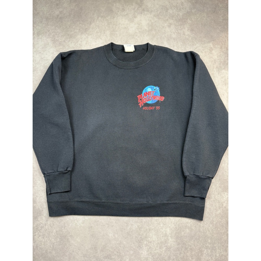 VTG Planet Hollywood City Holiday 95 Sweatshirt Mens XL Black Delta Made in USA